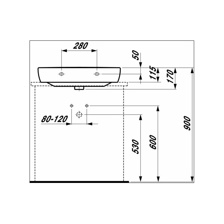 Umywalka nablatowa 650x480 z otworem na baterię Laufen Pro A- sanitbuy.pl