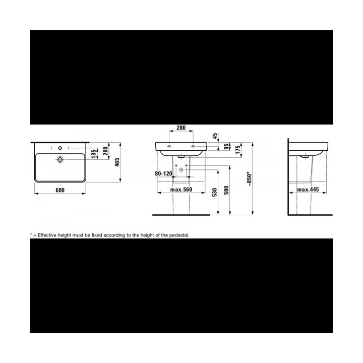 Umywalka ścienna 600 x 465 mm z otworem na baterię biała Laufen Pro S- sanitbuy.pl