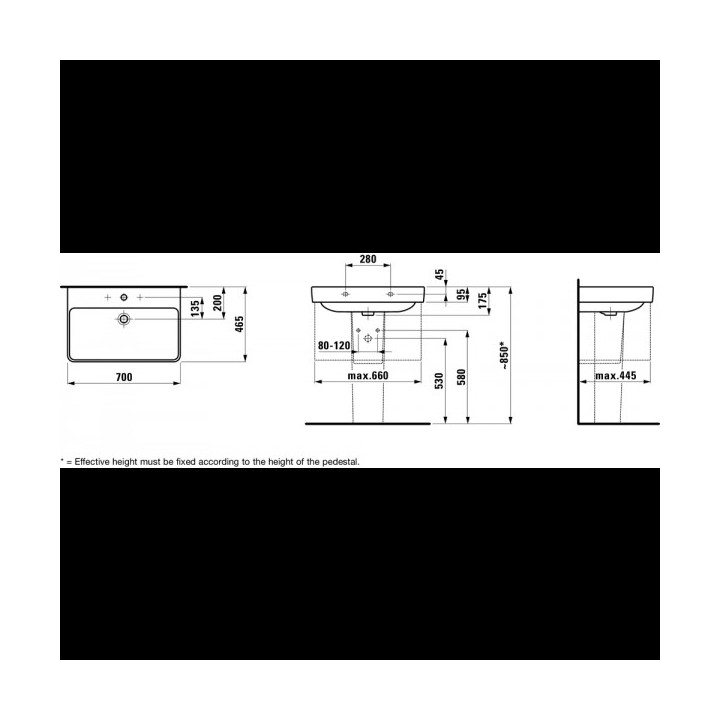 Umywalka ścienna 700 x 465 mm z otworem na baterię biała Laufen Pro S- sanitbuy.pl