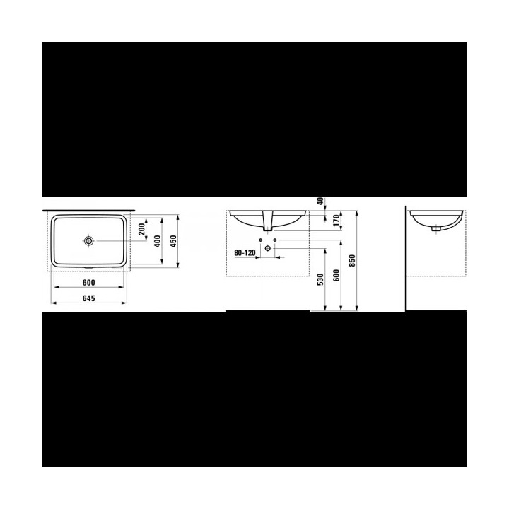 Umywalka podblatowa bez otworu na baterię 595 x 430 mm Laufen Pro S- sanitbuy.pl