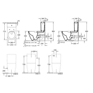 Miska WC stojąca lejowa, 37 x 70 cm, Weiss Alpin, odpływ poziomy Villeroy & Boch Subway 2.0- sanitbuy.pl
