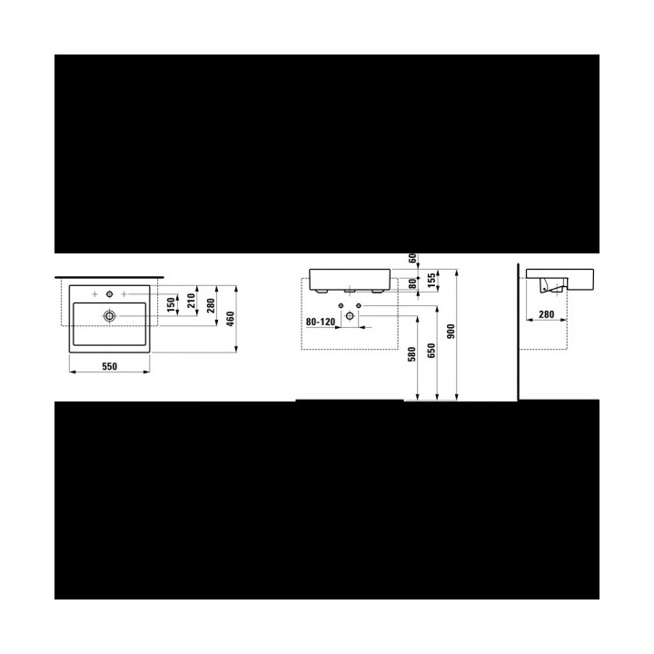 Umywalka półblatowa 550 x 460 mm z otworem na baterie biała Laufen LIVING CITY- sanitbuy.pl