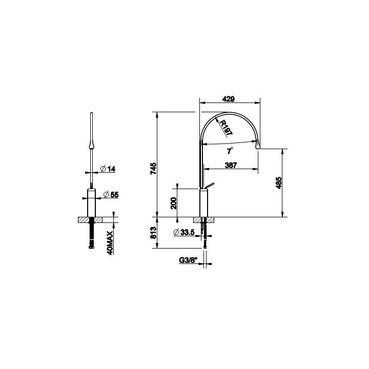 Bateria umywalkowa Gessi Goccia, wysoka czarna mat, zasięg wylewki 244mm- sanitbuy.pl