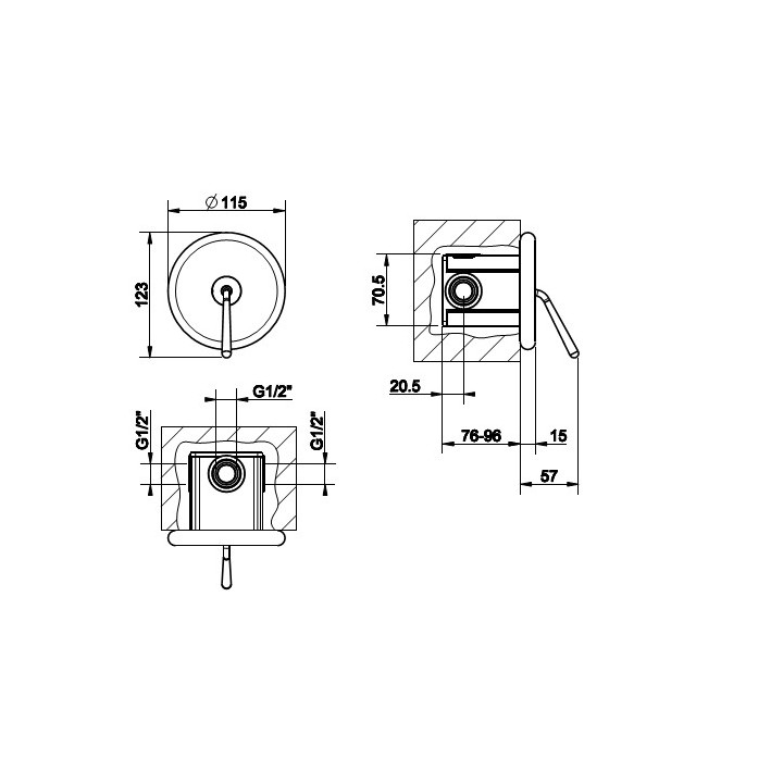 Wbudowana część miksera Gessi Gocia chrom- sanitbuy.pl