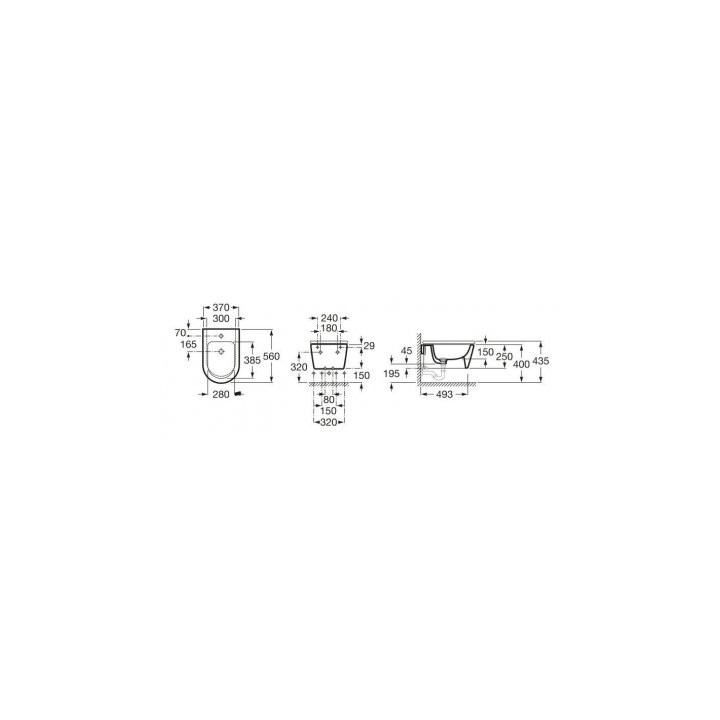 Závěsný bidet Roca Inspira Round 370x560x250mm bílá- sanitbuy.pl