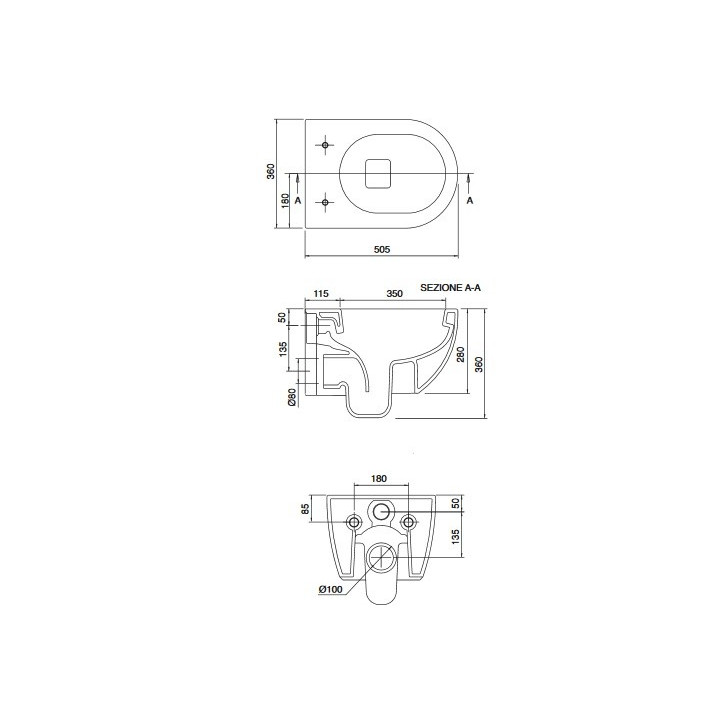 Závěsné wc wc Scarabeo Moon Hung 50.5x36cm- sanitbuy.pl