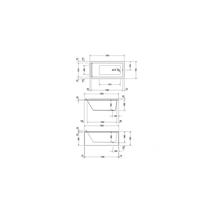 Vana obdélníková Duravit Starck 150x75cm bílá- sanitbuy.pl