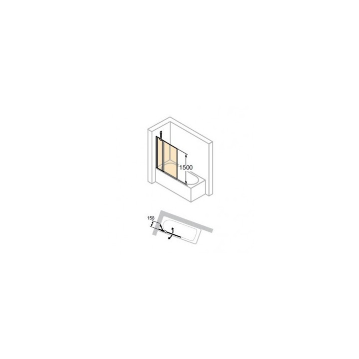 Vanová zástěna Huppe Design pure dvoudílný 95cm, stříbrný profil matnáný, powłoka Anti-Plaque- sanitbuy.pl