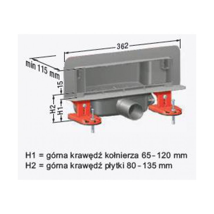 Odtok nástěnný KESSEL Scada s poklopem nerez do płytek max 10mm - sanitbuy.pl