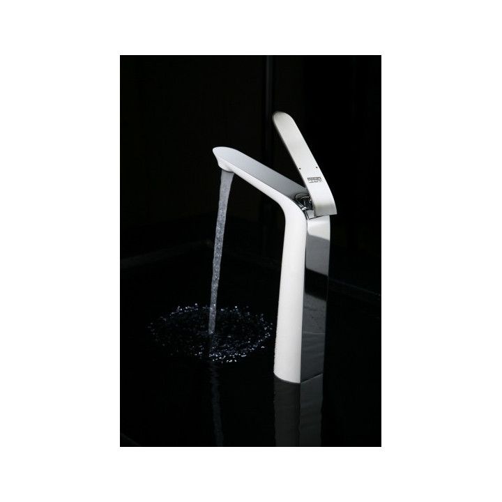 Umyvadlová baterie vysoká Art Platino Emira Páková výška 28cm chrom/bílá - sanitbuy.pl