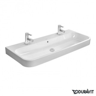 Umyvadlo nábytkové Duravit Happy D.2 broušené 120x50,5 cm, z dwoma otvory pro baterii, z přepadem, bílá - sanitbuy.pl