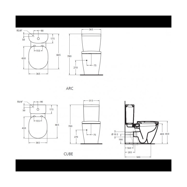 Závěsné wc WC Ideal Standard 36,5x54 cm Connect Rimles Aquablade bílá- sanitbuy.pl