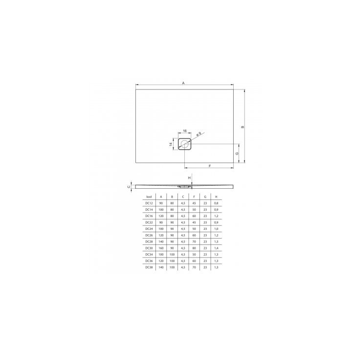 Čtvercová sprchová vanička Riho Basel akrylátový 90x90 cm- sanitbuy.pl
