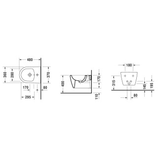 Bidet podvěsný Duravit ME by Starck Compact 37x48 cm, bílý s povrchem WonderGliss - sanitbuy.pl