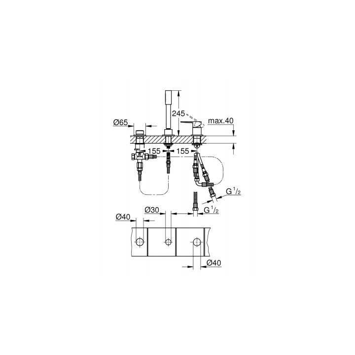 Baterie vanová-sprchová Grohe Lineare 3otvorová chrom - sanitbuy.pl