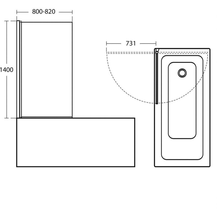 Vanová zástěna Ideal Standard Connect pravoúhlý 80x140, stříbrný profil, čiré sklo- sanitbuy.pl