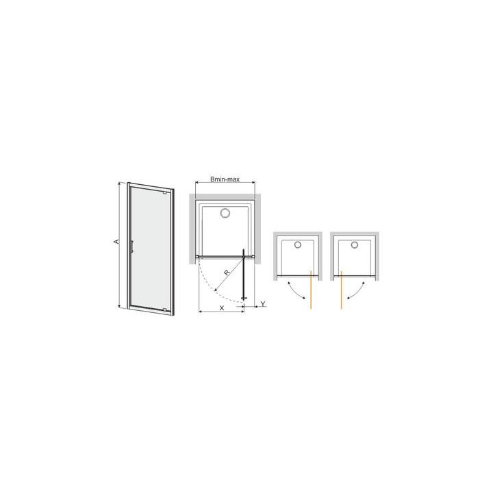 Křídlové dveře pravé DJ/TX5b Sanplast TX 80x190 cm profil chrom, szyba vzor W0- sanitbuy.pl