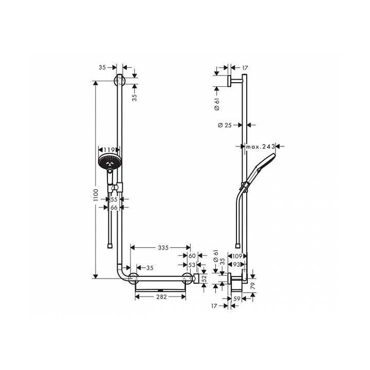 Sprchový set Hansgrohe Raindance Select S 120 levý, chrom- sanitbuy.pl