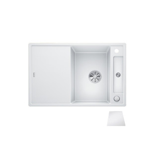 Zlew konglomeratowy + sedátko skleněné Axia III 45S Blanco Silgranit InFino 510x780 perłowoszary- sanitbuy.pl