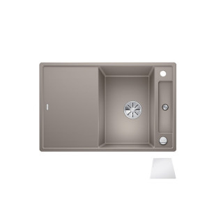 Zlew konglomeratowy + sedátko skleněné Axia III 45S Blanco Silgranit InFino 510x780 šampaňské- sanitbuy.pl