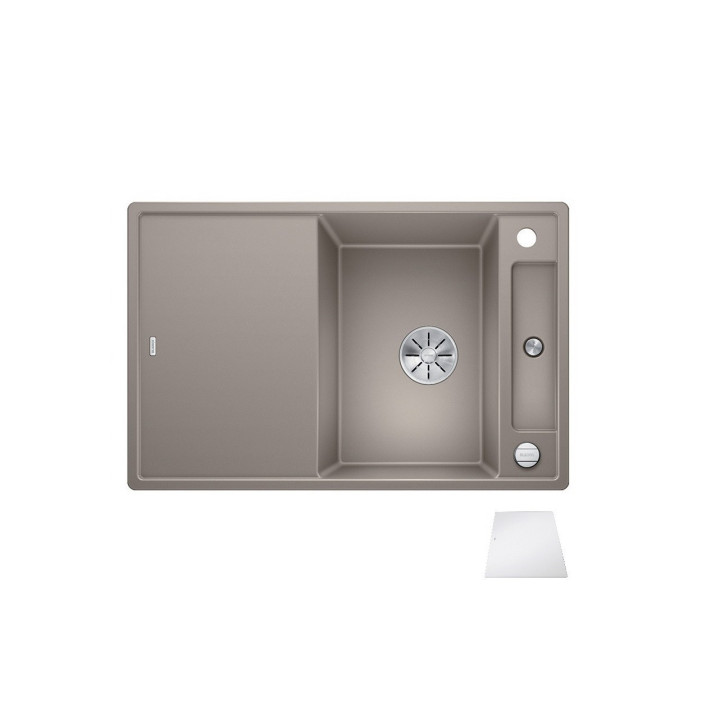 Zlew konglomeratowy + sedátko skleněné Axia III 45S Blanco Silgranit InFino 510x780 šampaňské- sanitbuy.pl