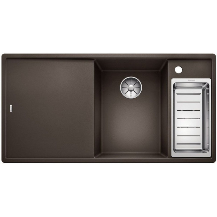 Zlew konglomeratowy + sedátko dřevěná AXIA III 6 S Blanco Silgranit pravá komora 1000x510mm muszkat- sanitbuy.pl