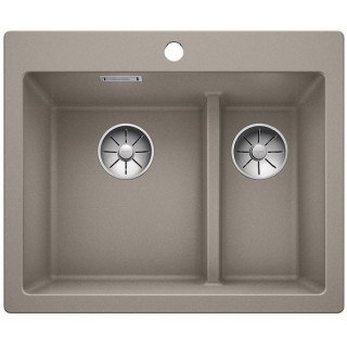 Zlew konglomeratowy Pleon 5 Split Blanco Silgranit 615x510 mm 2x zátka InFino z sitkiem, šampaňské- sanitbuy.pl