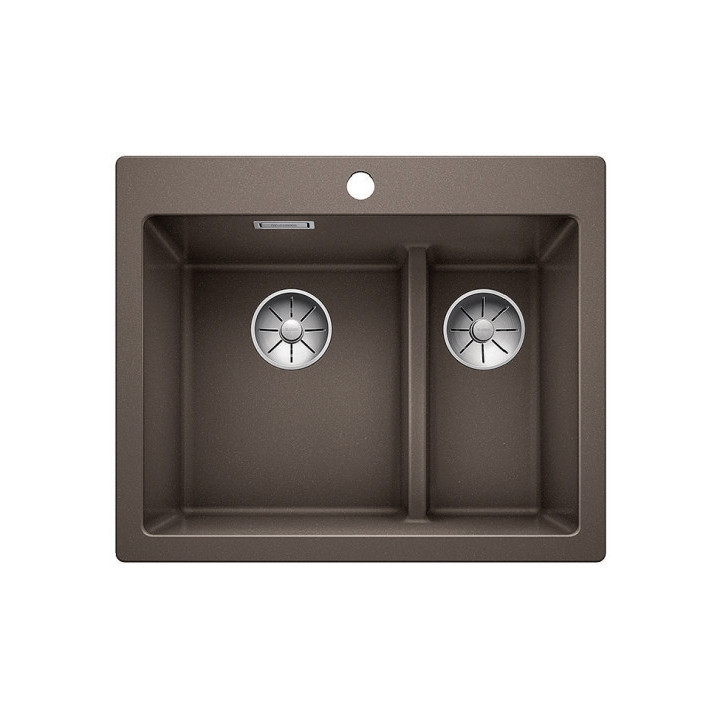 Zlew konglomeratowy Pleon 5 Split Blanco Silgranit 615x510 mm 2x zátka InFino z sitkiem, muszkat- sanitbuy.pl