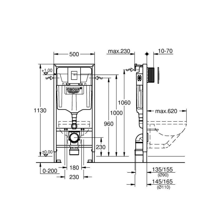 Souprava Instalacyjny Grohe Rapid SL 3w1 h113cm- sanitbuy.pl