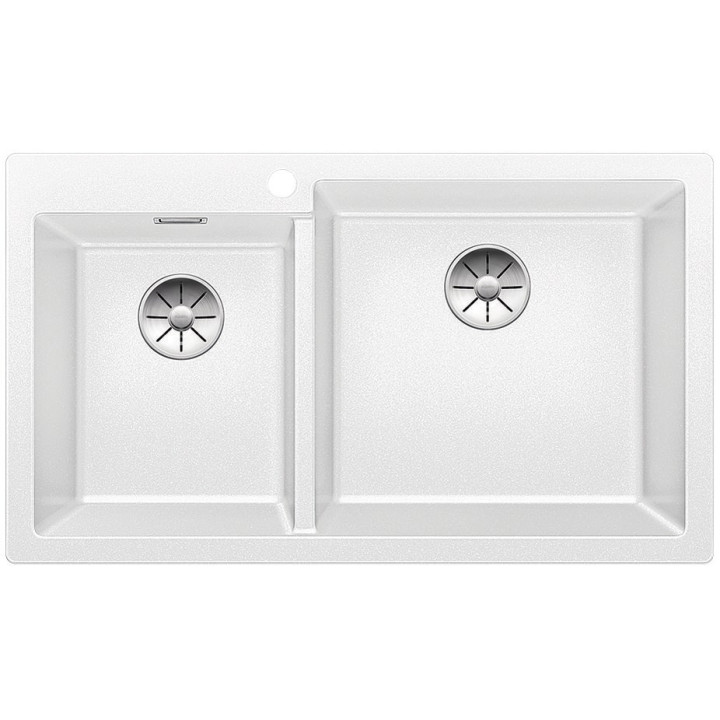 Blanco Pleon 9 Dřez granitowy Silgranit PuraDur dwukomorowy 86x50 cm bez automatické zátky, perłowoszary- sanitbuy.pl