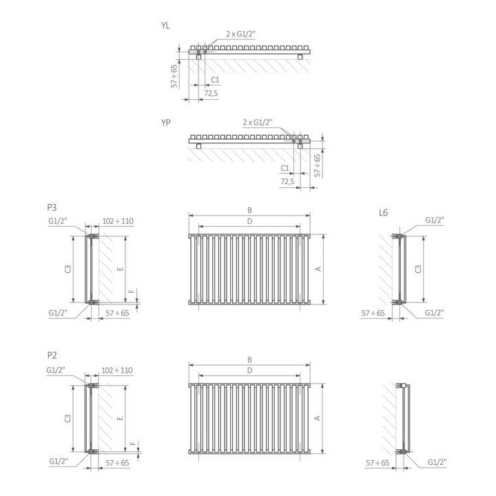 Radiátor Terma Lukka 166x60 cm - bílý/ barva- sanitbuy.pl