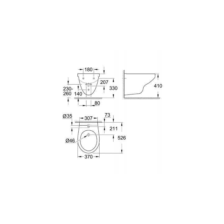 Bidet Grohe Bau Ceramic, závěsný, bílý