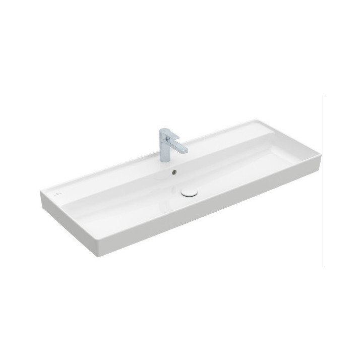 Umyvadlo nábytkové dvojitá Villeroy&Boch Collaro, 130x47cm, z přepadem, bílá