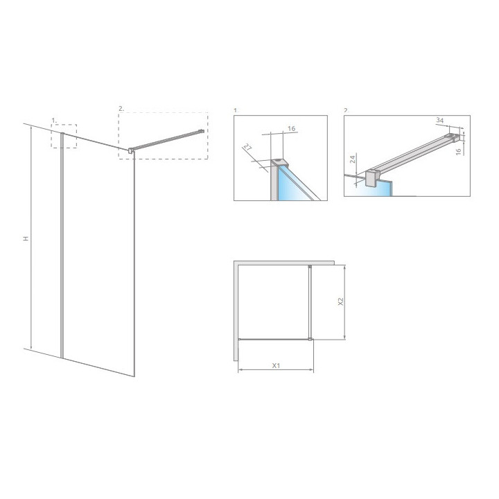 Sprchový kout Radaway Modo X I 120, przejrzysta, 1180x2000mm