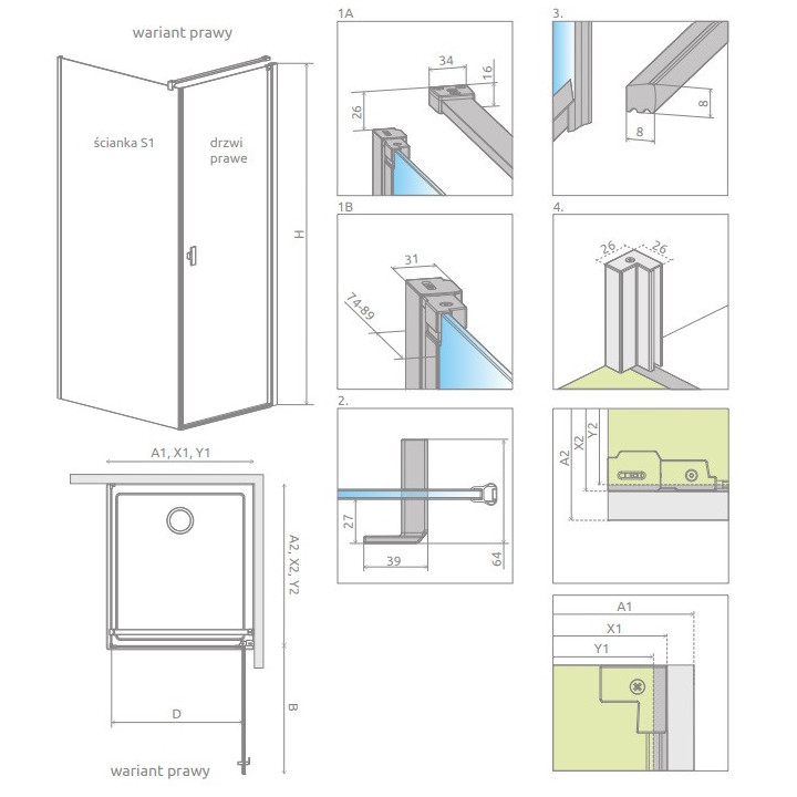 Sprchový kout Radaway Modo X I 120, przejrzysta, 1180x2000mm