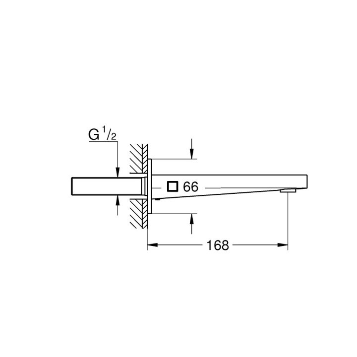 Výtokové rameno vanová Grohe Plus, stěnová, 168mm, chrom