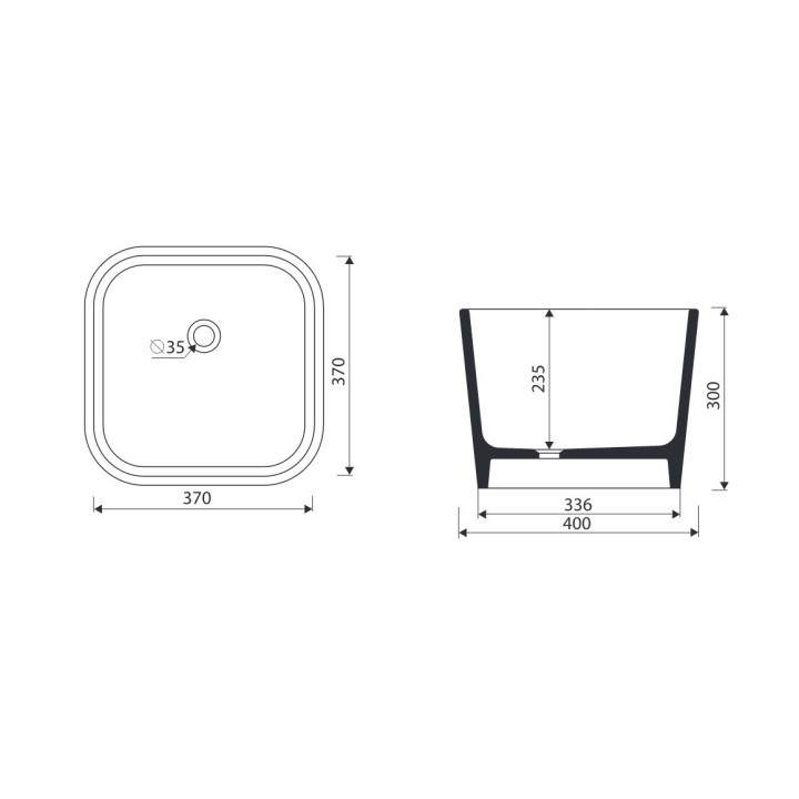 Umyvadlo na postavení na desku Marmorin Balia 400x400x300 mm bez otvoru pro baterii, bez přepadu bílá 