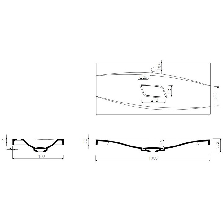 Umyvadlo Marmorin Noel 100, 100x45 cm