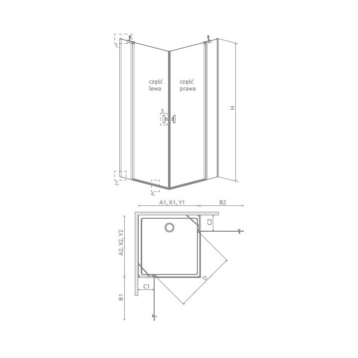Sprchový kout Radaway Modo X I 120, przejrzysta, 1180x2000mm