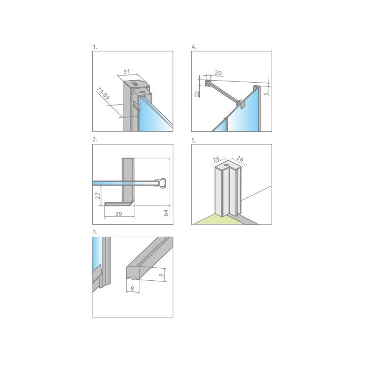 Dveře sprchové Radaway Nes KDS II 120, levé, 1200x2000mm, stříbrná profil