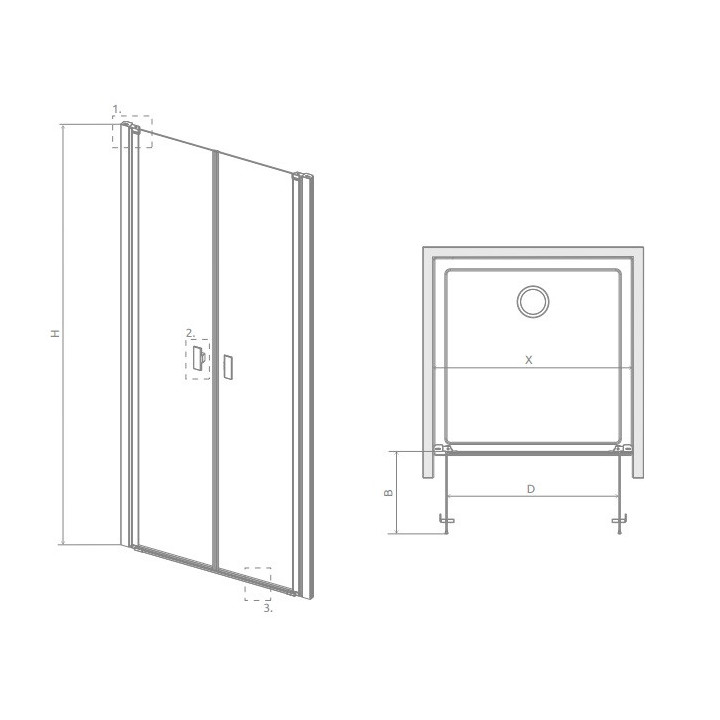 Dveře sprchové Radaway Nes KDS II 120, levé, 1200x2000mm, stříbrná profil