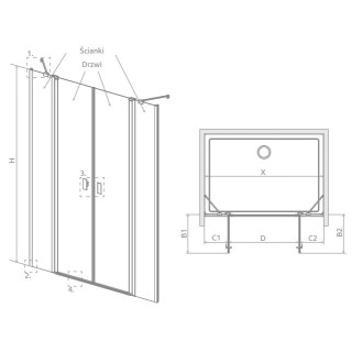 Dveře sprchové Radaway Nes KDS II 120, levé, 1200x2000mm, stříbrná profil