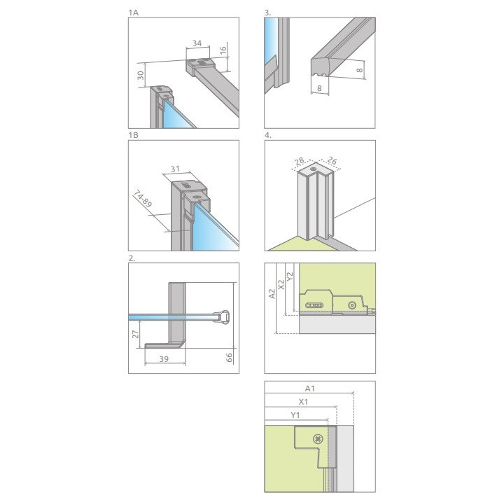 Dveře sprchové do niky Radaway Essenza Pro Gold DWJ 130, pravé, 1300x2000mm, zlatá profil