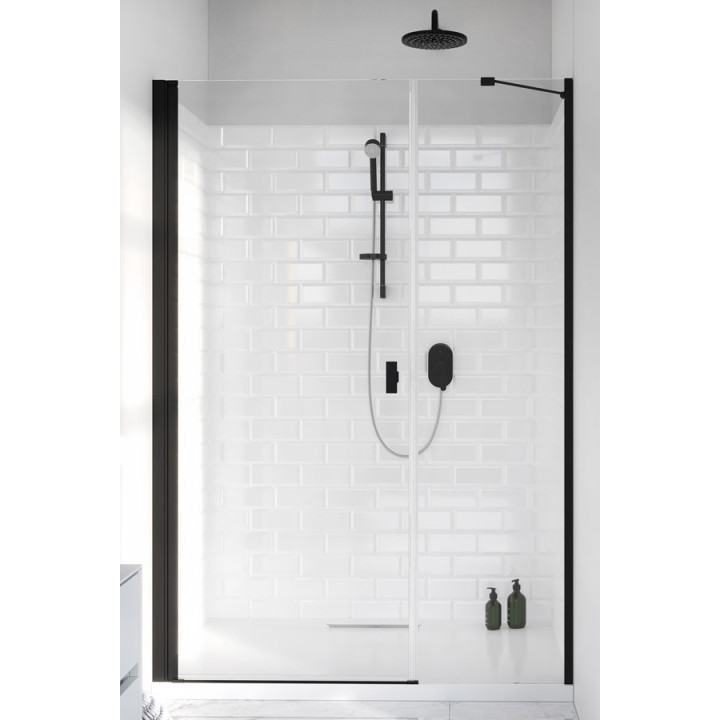 Přední plocha pro sprchový kout Radaway Nes 8 Black KDS I 140,  dveře levé, sklo čiré, 1400x2000mm, černá profil
