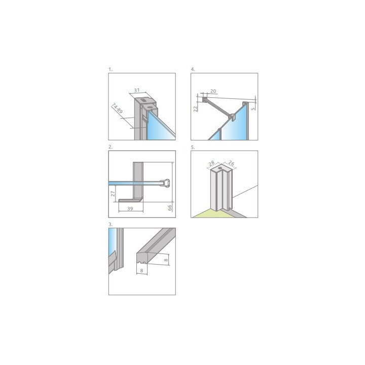 Přední plocha pro sprchový kout Radaway Nes 8 Black KDS I 140,  dveře levé, sklo čiré, 1400x2000mm, černá profil