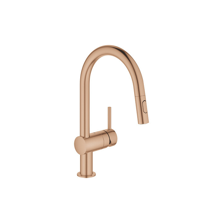 Dřezová baterie s výsuvnou sprchou GROHE Minta 1/2", páková - brushed warm sunset