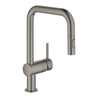 Páková dřezová baterie s výsuvnou sprchou Grohe Minta, DN 15 - brushed hard graphite