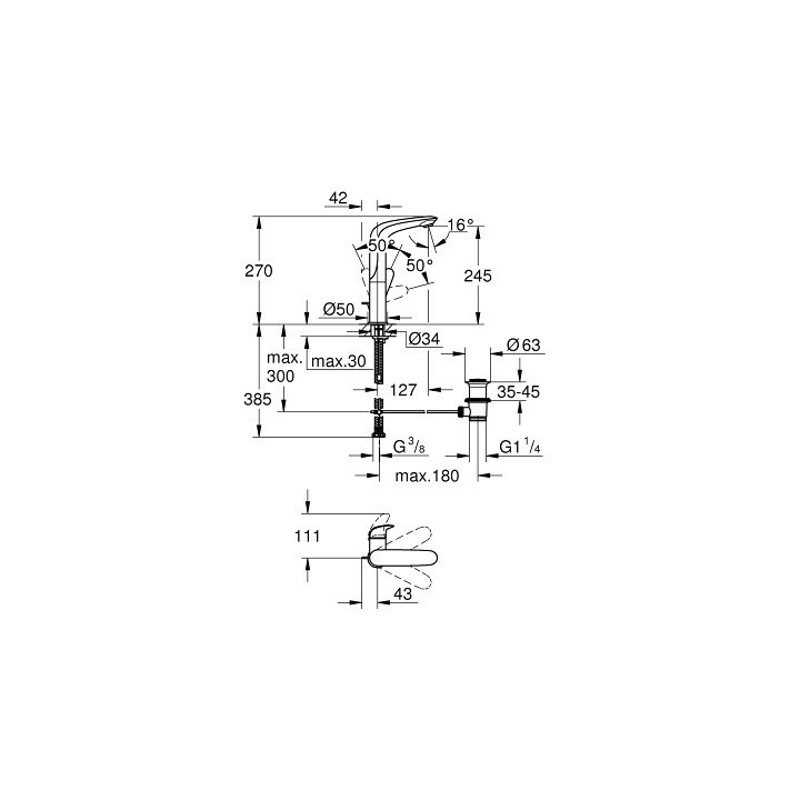 Umyvadlová baterie Grohe Eurostyle Solid , DN 15, Velikost L - moon white/chrom