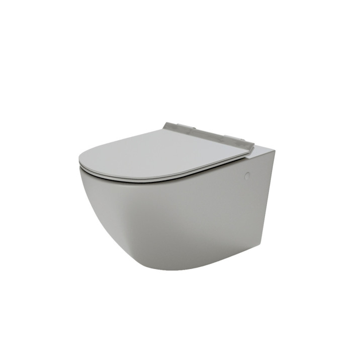 Mísa WC závěsná Massi Decos Rimless, bez splachovacího okruhu, 55x36cm, sedadlo s pozvolným sklápěním, černá matnáný