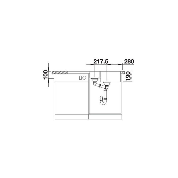 Zlewozmywak podvěsný 40x55,5 obdélníková 180 x 80 cm blanco blancosubline 340/160-u- sanitbuy.pl